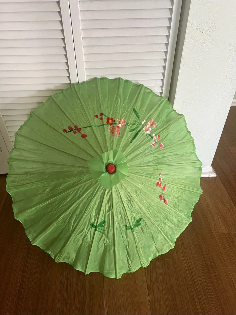 #2245**”22x32”Green Floral Paper Parasol - Decorative Party Umbrella